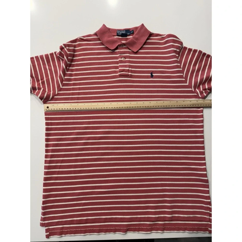 Polo Ralph Lauren Mens XL Red White Striped Cotton Golf Polo Shirt RN 41381